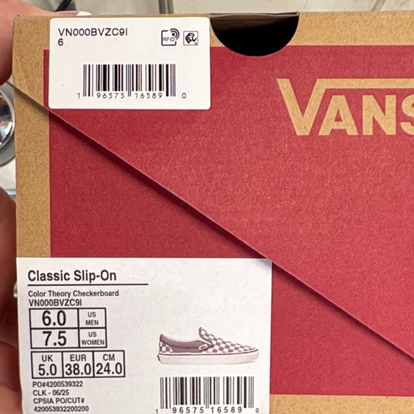 Vans Brown and White Checkered Slip-Ons - Picture 2 of 3